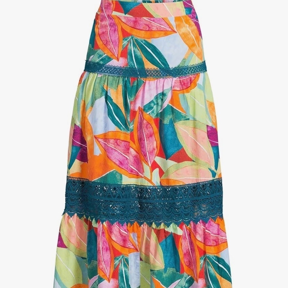 Time and Tru's Tiered Maxi Skirt. Trimmed with romantic lace, this pull-on skirt - Picture 3 of 8